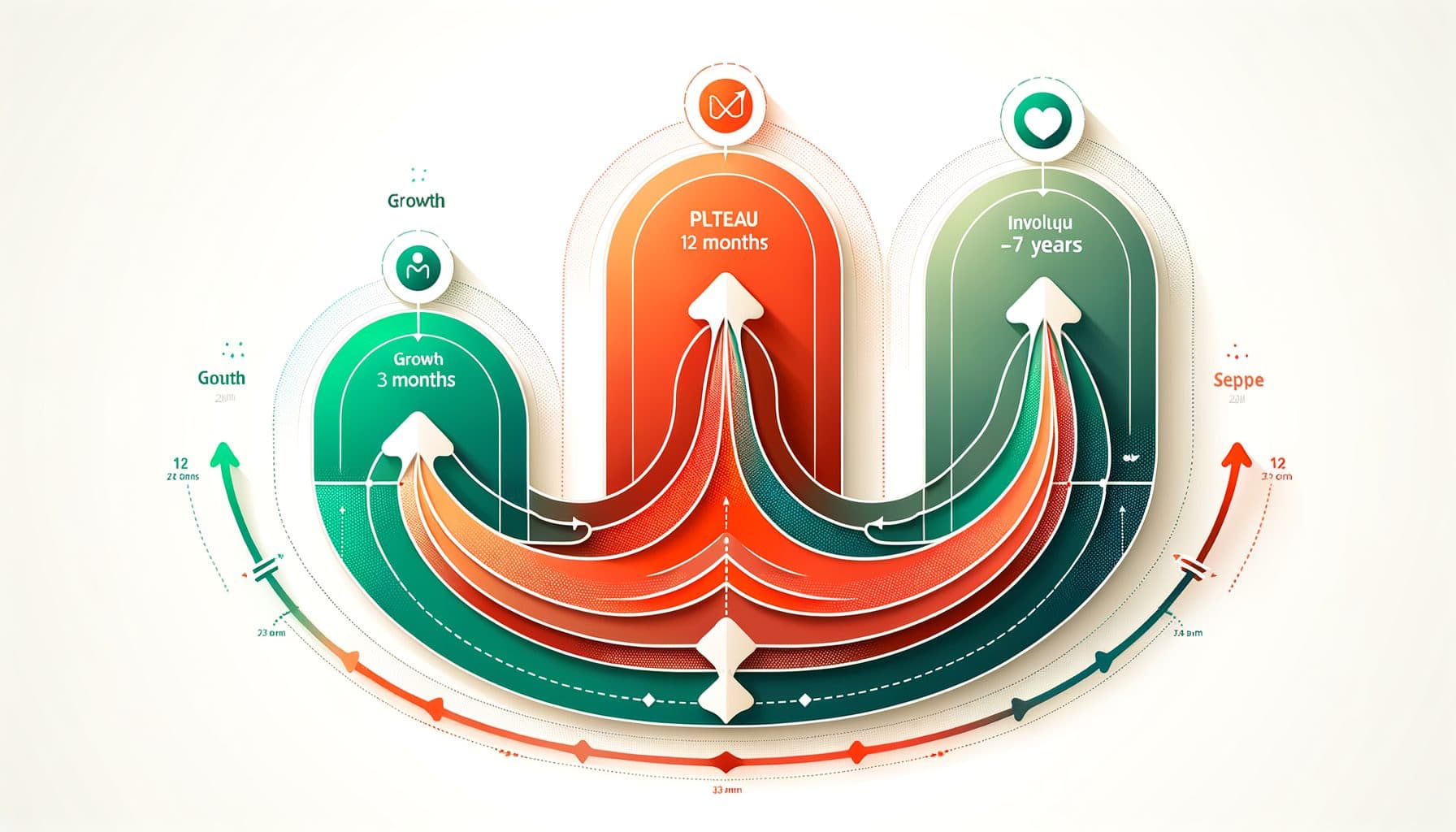 Las Tres Fases: Crecimiento, Meseta y Involución